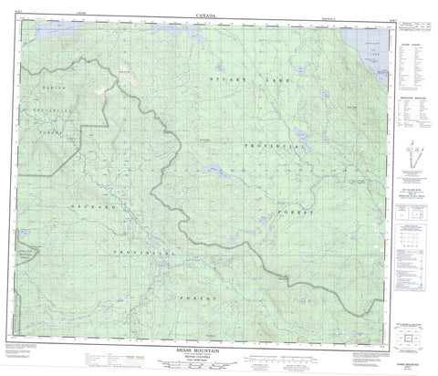093K07 Shass Mountain Canadian topographic map, 1:50,000 scale