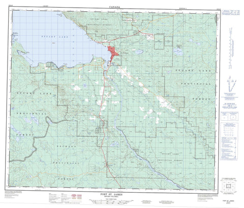 093K08 Fort St James Canadian topographic map, 1:50,000 scale