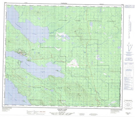 093K09 Pinchi Lake Canadian topographic map, 1:50,000 scale
