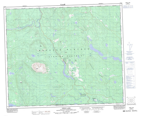 093L02 Owen Lake Canadian topographic map, 1:50,000 scale