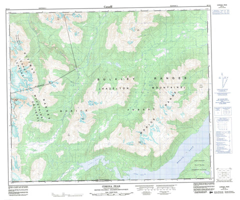 093L04 Corona Peak Canadian topographic map, 1:50,000 scale