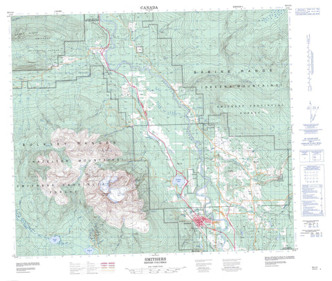 093L14 Smithers Canadian topographic map, 1:50,000 scale