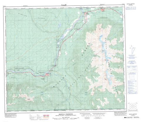 093M04 Skeena Crossing Canadian topographic map, 1:50,000 scale