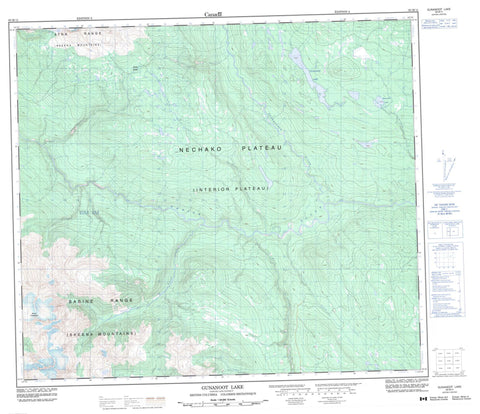 093M11 Gunanoot Lake Canadian topographic map, 1:50,000 scale