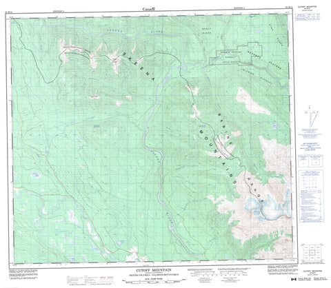 093M12 Cutoff Mountain Canadian topographic map, 1:50,000 scale