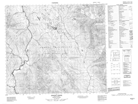 093M13 Shedin Creek Canadian topographic map, 1:50,000 scale