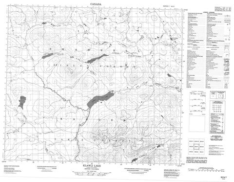 093N07 Klawli Lake Canadian topographic map, 1:50,000 scale