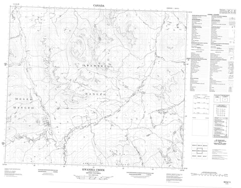 093N11 Kwanika Creek Canadian topographic map, 1:50,000 scale