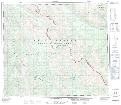 093O01 Mount Reynolds Canadian topographic map, 1:50,000 scale
