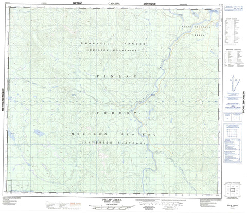 093O05 Philip Creek Canadian topographic map, 1:50,000 scale