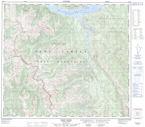 093O14 Point Creek Canadian topographic map, 1:50,000 scale