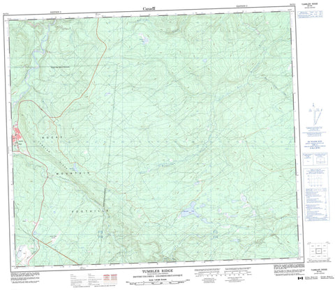 093P02 Tumbler Ridge Canadian topographic map, 1:50,000 scale