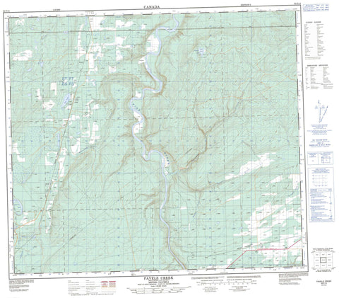 093P14 Favels Creek Canadian topographic map, 1:50,000 scale