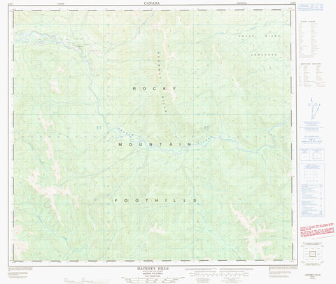 094B07 Hackney Hills Canadian topographic map, 1:50,000 scale