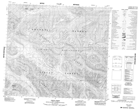 094C12 Orion Creek Canadian topographic map, 1:50,000 scale
