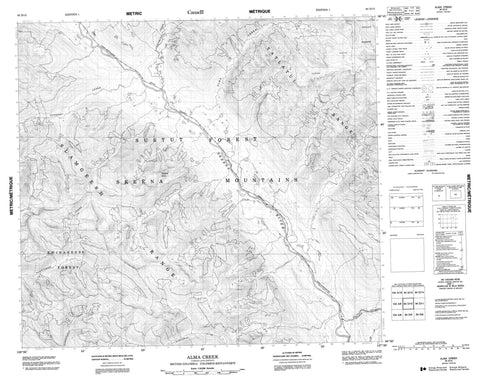 094D12 Alma Creek Canadian topographic map, 1:50,000 scale