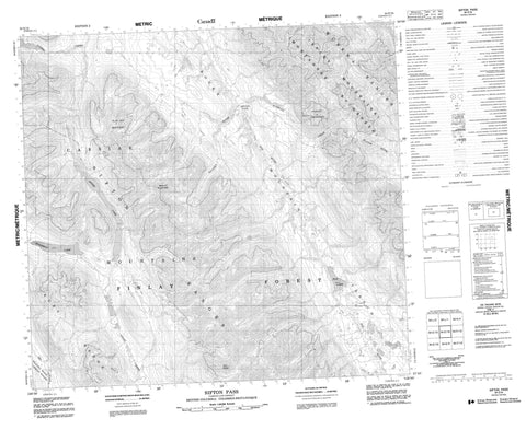 094E16 Sifton Pass Canadian topographic map, 1:50,000 scale