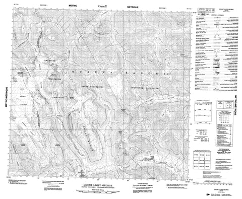 094F15 Mount Lloyd George Canadian topographic map, 1:50,000 scale