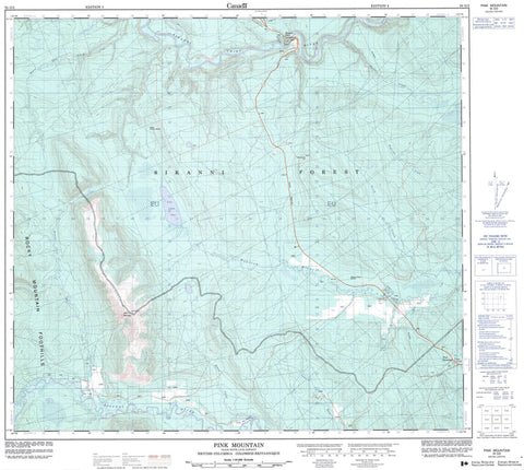 094G02 Pink Mountain Canadian topographic map, 1:50,000 scale