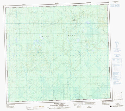 094H07 Milligan Hills Canadian topographic map, 1:50,000 scale
