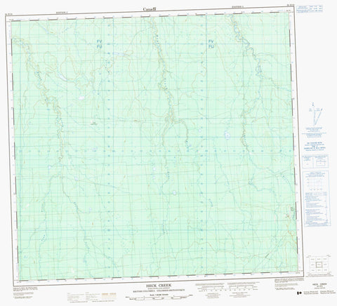094H10 Heck Creek Canadian topographic map, 1:50,000 scale