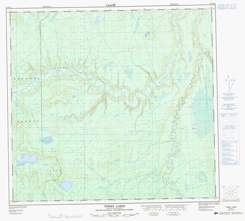 094H13 Tommy Lakes Canadian topographic map, 1:50,000 scale