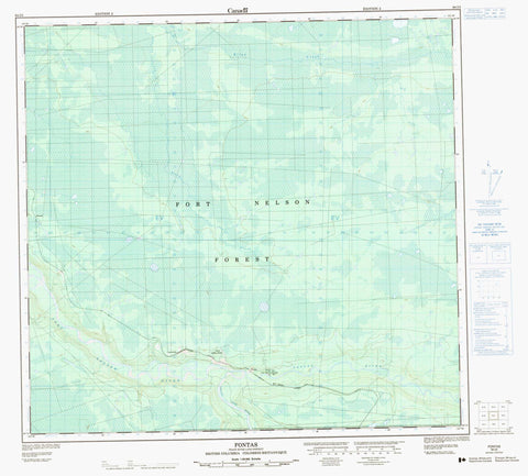 094I05 Fontas Canadian topographic map, 1:50,000 scale