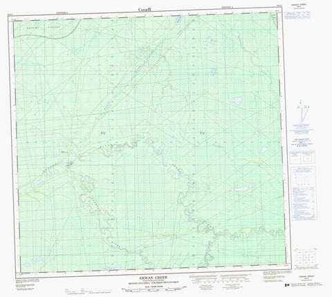 094I07 Ekwan Creek Canadian topographic map, 1:50,000 scale