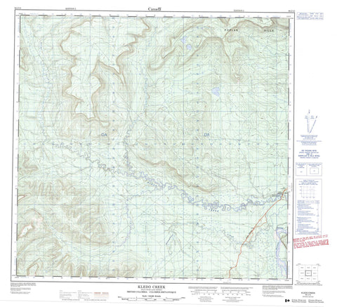 094J13 Kledo Creek Canadian topographic map, 1:50,000 scale
