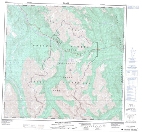 094K10 Mount St George Canadian topographic map, 1:50,000 scale