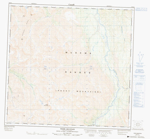 094K11 Yedhe Mountain Canadian topographic map, 1:50,000 scale