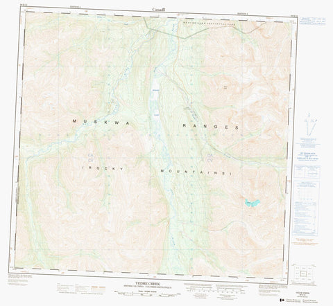 094K12 Yedhe Creek Canadian topographic map, 1:50,000 scale
