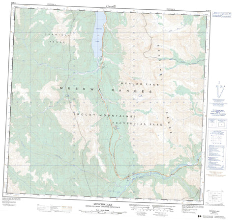 094K13 Muncho Lake Canadian topographic map, 1:50,000 scale