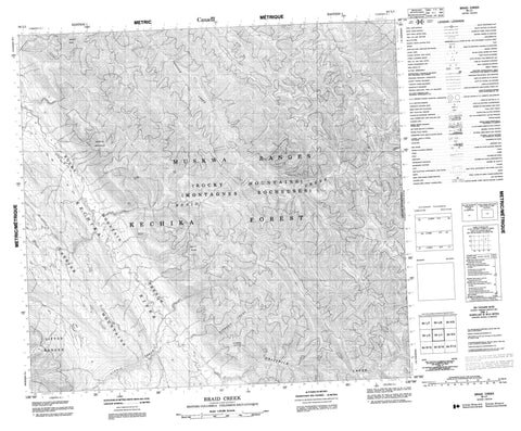 094L01 Braid Creek Canadian topographic map, 1:50,000 scale