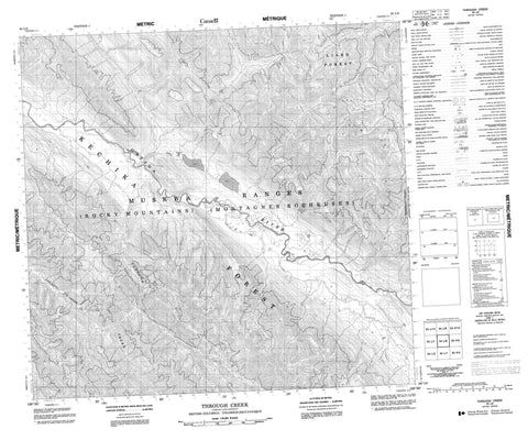 094L08 Through Creek Canadian topographic map, 1:50,000 scale