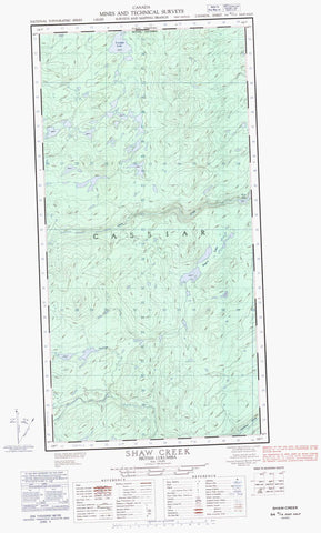 094M15E Shaw Creek Canadian topographic map, 1:50,000 scale