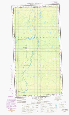 094M16W Smith River Canadian topographic map, 1:50,000 scale