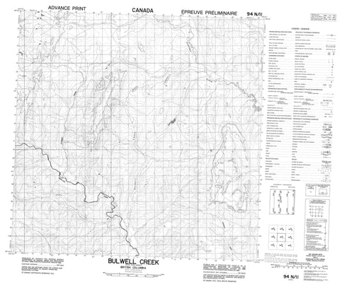 094N11 Bulwell Creek Canadian topographic map, 1:50,000 scale