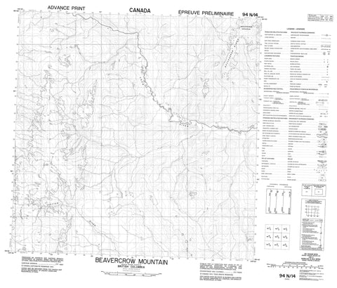 094N14 Beavercrow Mountain Canadian topographic map, 1:50,000 scale