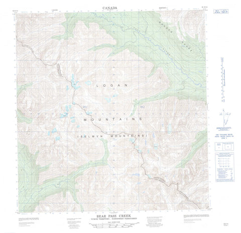095E12 Bear Pass Creek Canadian topographic map, 1:50,000 scale