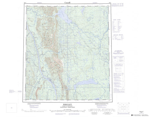 095O Wrigley Canadian topographic map, 1:250,000 scale