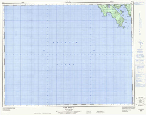 102I08 Cape Parkins Canadian topographic map, 1:50,000 scale