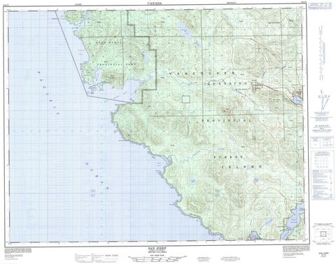 102I09 San Josef Canadian topographic map, 1:50,000 scale