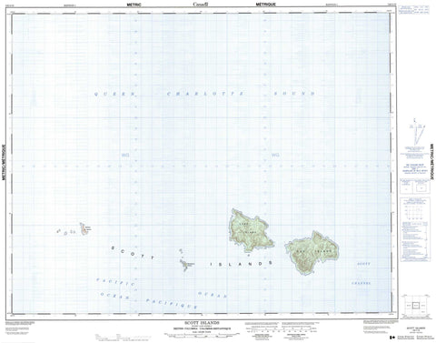 102I15 Scott Islands Canadian topographic map, 1:50,000 scale