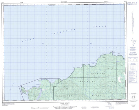 102I16 Cape Scott Canadian topographic map, 1:50,000 scale