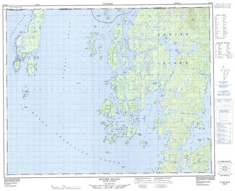 102P16 Hunter Island Canadian topographic map, 1:50,000 scale