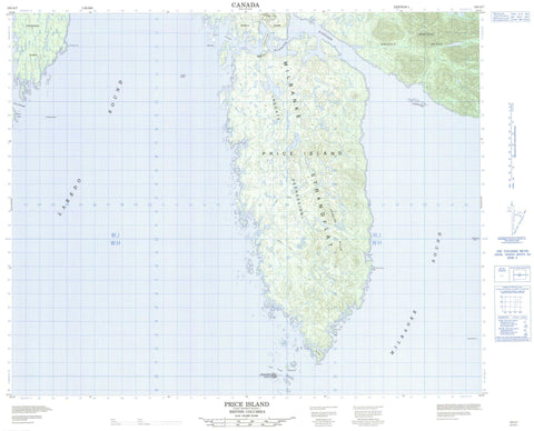103A07 Price Island Canadian topographic map, 1:50,000 scale