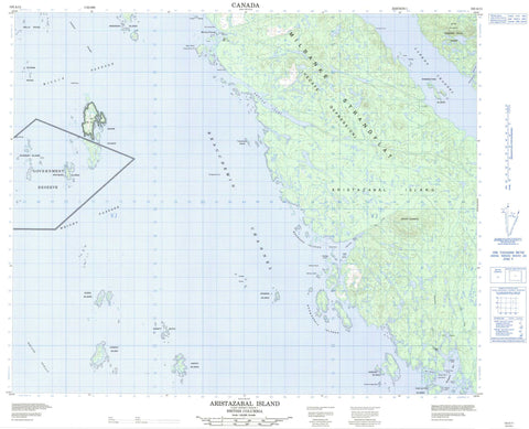 103A11 Aristazabal Island Canadian topographic map, 1:50,000 scale