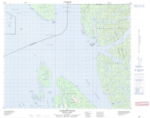 103A14 Caamano Sound Canadian topographic map, 1:50,000 scale