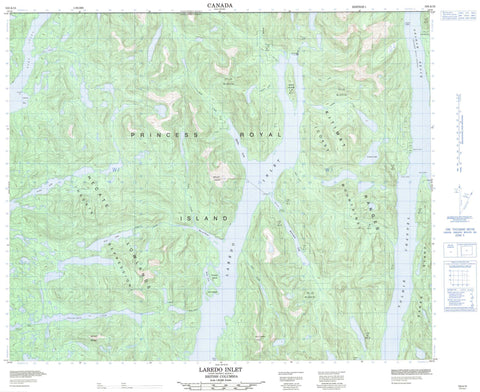 103A15 Laredo Inlet Canadian topographic map, 1:50,000 scale